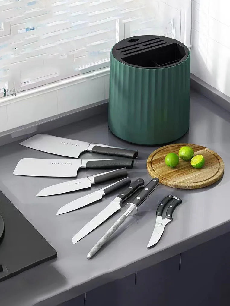 Porta-Facas Rotativo Multifuncional – Suporte Talheres, Pauzinhos e Utensílios | Cozinha