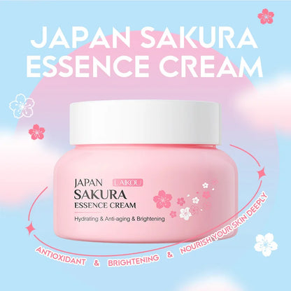 Creme Facial LAIKOU Essência Sakura Japão 60g | Anti-Rugas, Hidratante e Firmeza