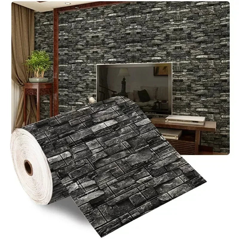 Papel de Parede 3D Autoadesivo Efeito Tijolo Antigo - 70cm x 1/5/10m Impermeável para Sala e Quarto