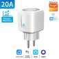 Tomada Inteligente TNCE Tuya WiFi / Zigbee 3.0 – Padrão EU 16A / 20A | Monitoramento de Energia, Temporizador, Controle por Voz | Compatível com Alexa