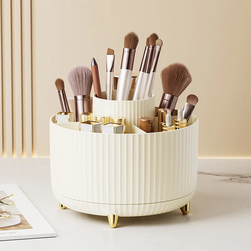 Organizador de Maquilhagem Rotativo 360° | Caixa de Armazenamento para Pincéis e Cosméticos