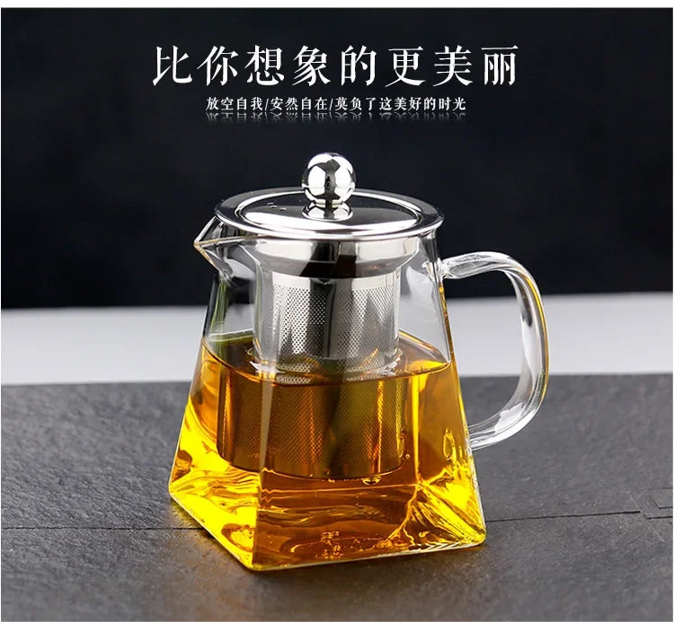 Bule de Vidro com Infusor Inox | Chaleira Elegante para Chá e Café