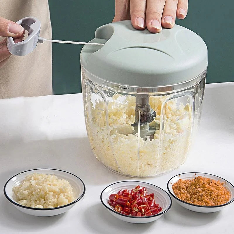 Picador Alho Manual 500/900ml Rotativo - Triturador Cebola Vegetais Carne Acessório Cozinha