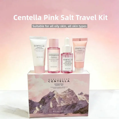 Kit de Viagem Skincare Coreano Centella & Sal Rosa — Tónico, Espuma, Ampola e Gel Creme | SKIN1004
