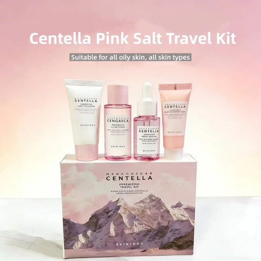 Kit de Viagem Skincare Coreano Centella & Sal Rosa — Tónico, Espuma, Ampola e Gel Creme | SKIN1004
