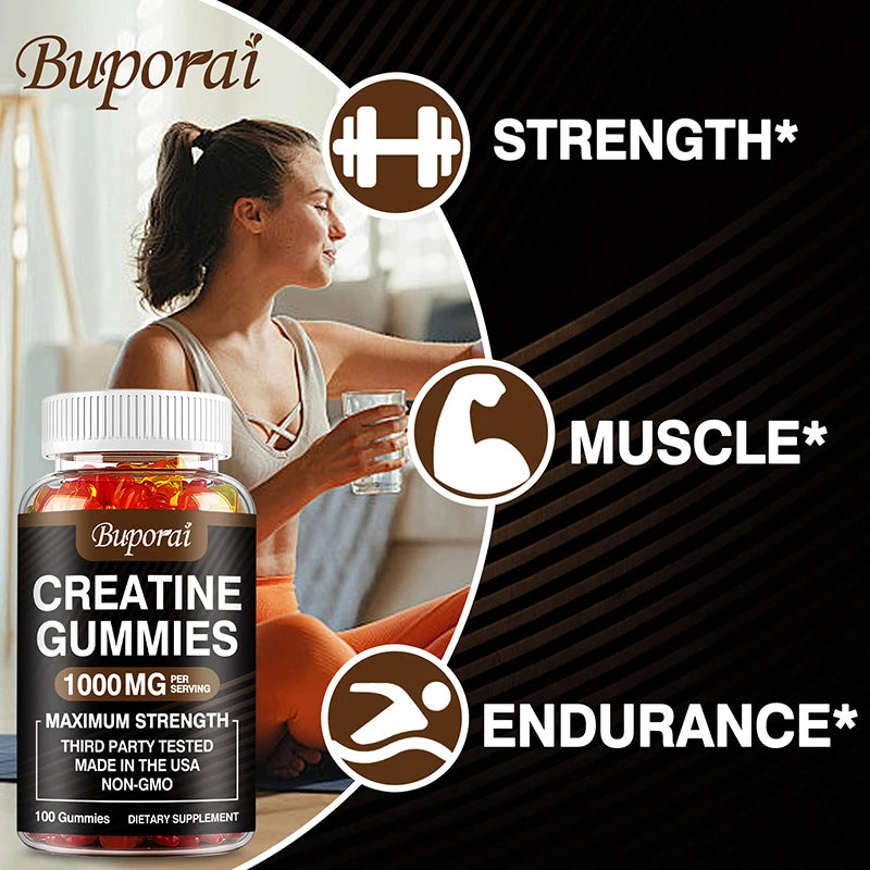 Xemenry Creatine Monohydrate Gummies | Energia, Massa Muscular e Performance | 30 / 60 / 100 Gummies
