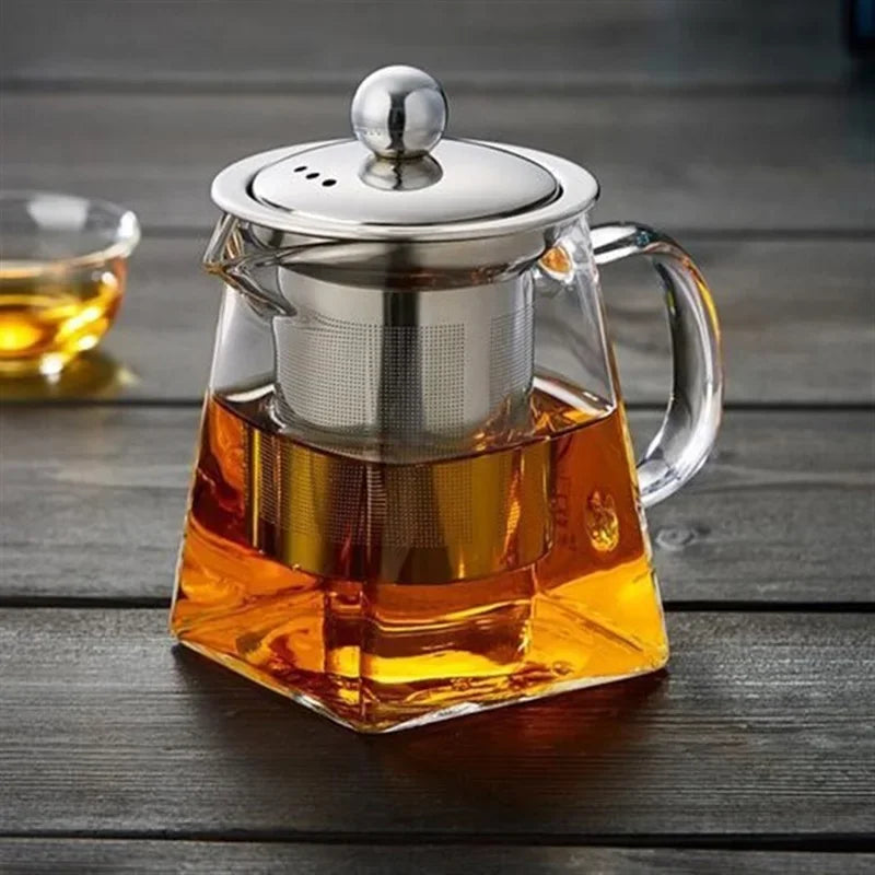 Bule de Vidro com Infusor Inox | Chaleira Elegante para Chá e Café
