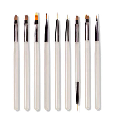 Conjunto 9 Pincéis Nail Art para Pintura | Ferramentas Profissionais para Designs e Detalhes