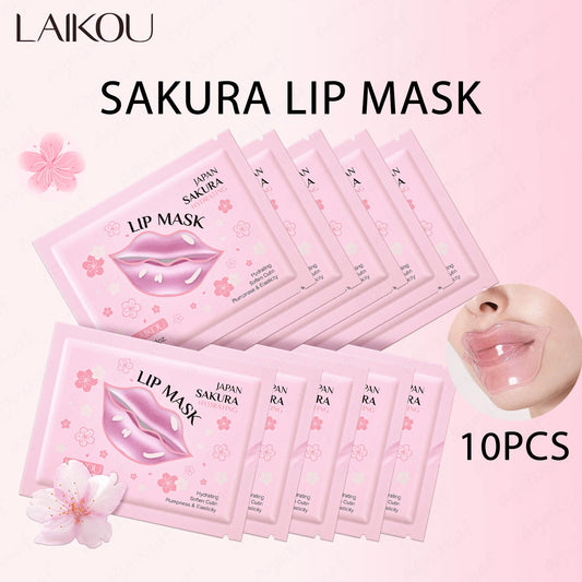 Máscara Labial LAIKOU 5/10pcs - Hidratação Profunda Reparadora Anti-Rugas Lábios