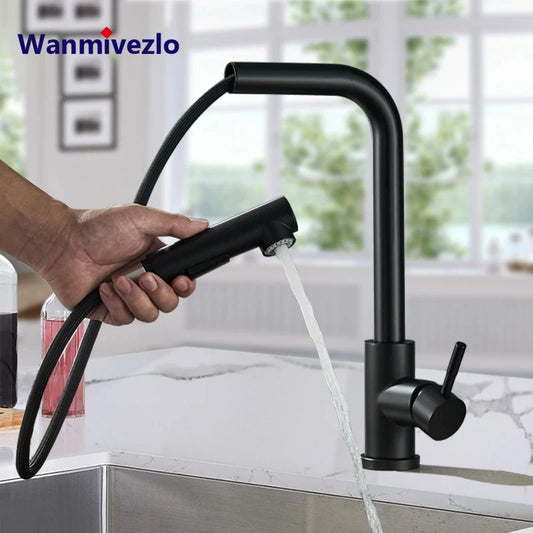 Torneira Cozinha Preta 360° Aço Inoxidável - Design Moderno com Rotação Completa