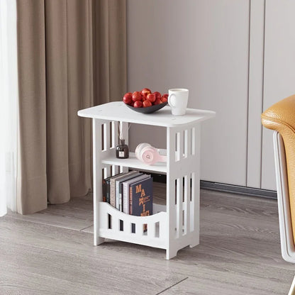 Mesa Arrumação Nórdica Madeira 2 Níveis - Organizador Minimalista Quarto Sala Estilo Escandinavo