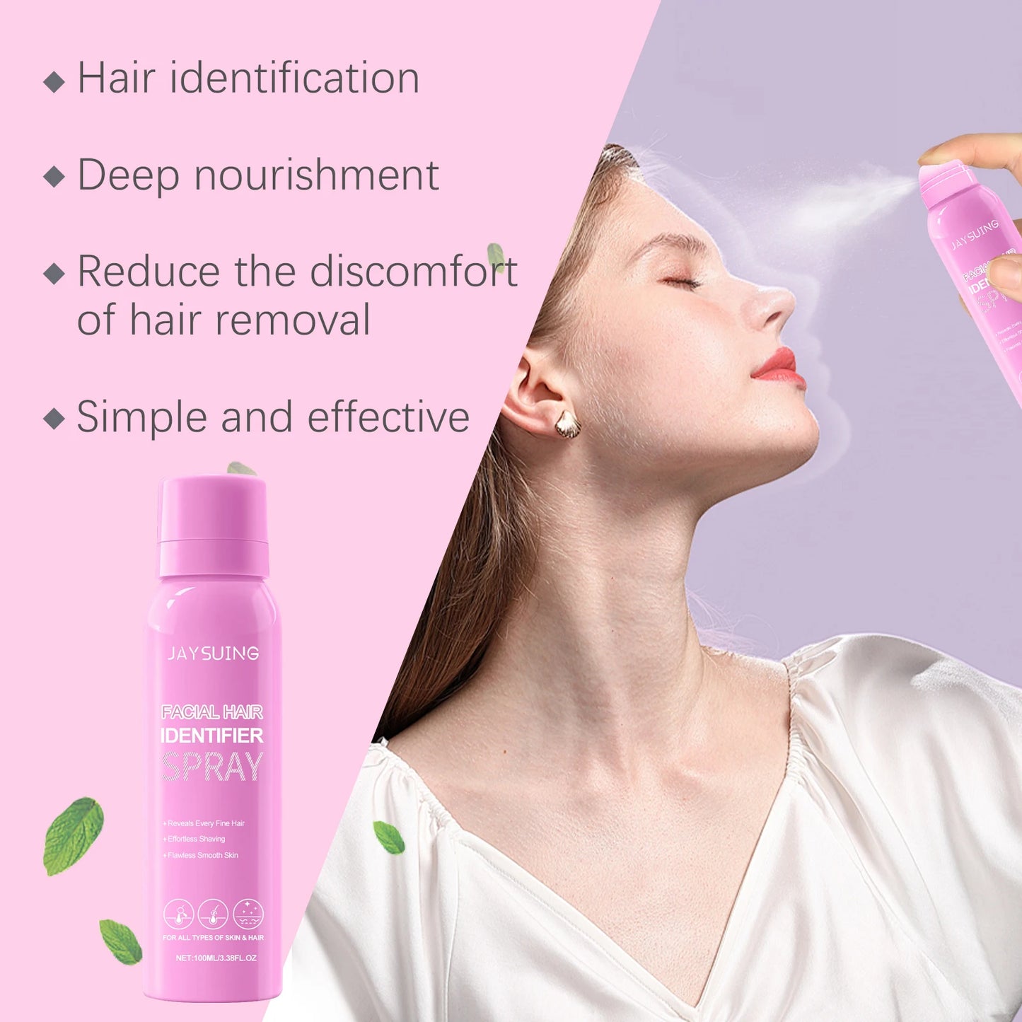 Spray Inibidor Crescimento Pelos Faciais – Depilação Suave Indolor Dermaplaning Hidratante Pele Lisa