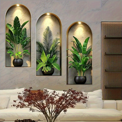 Autocolante de Parede Arco com Plantas | Decoração Nórdica em PVC para Sala e Quarto
