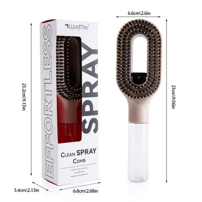 Pente Spray 2-em-1 com Massagem de Couro Cabeludo | Cabelo Húmido e Seco, Antiestático