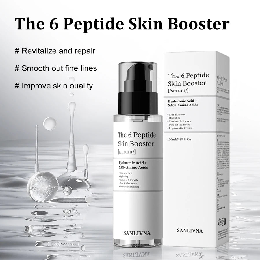 Sérum 6 Peptídeos Colágeno Pele – Niacinamida Ácido Hialurónico Hidratante Facial Todos Tipos Pele