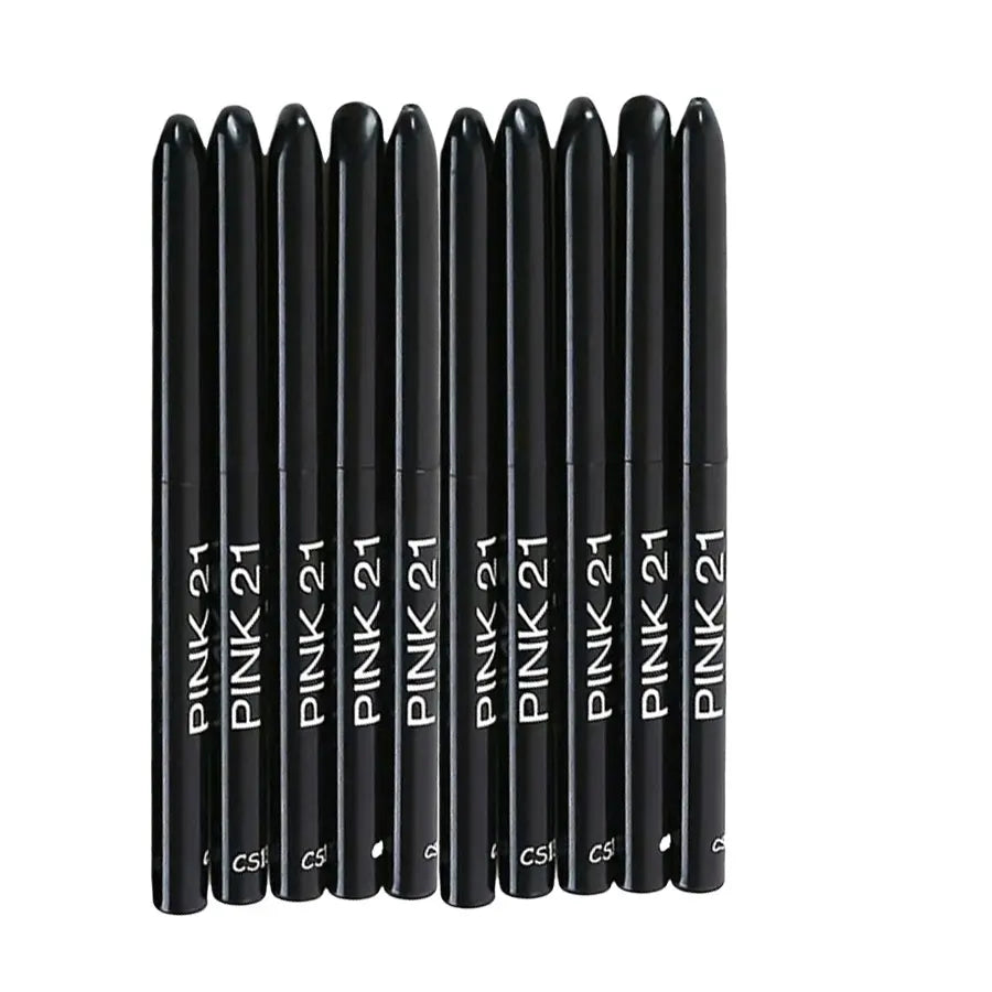 Kit 10 Lápis Delineador Preto Longa Duração – À Prova de Água Suor Não Borra Rotativo Fácil Maquilhagem Olhos