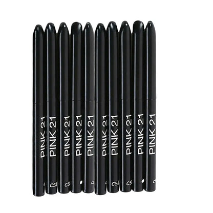 Kit 10 Lápis Delineador Preto Longa Duração – À Prova de Água Suor Não Borra Rotativo Fácil Maquilhagem Olhos