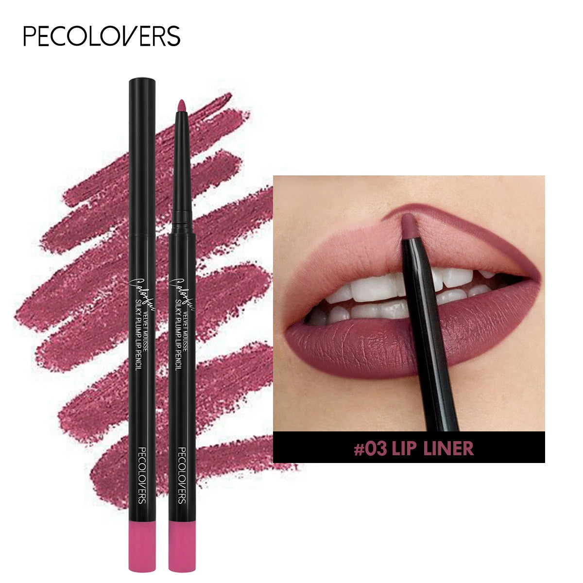 Lápis Delineador Labial Impermeável Mate 12 Cores - Contorno Vermelho Longa Duração Hidratante