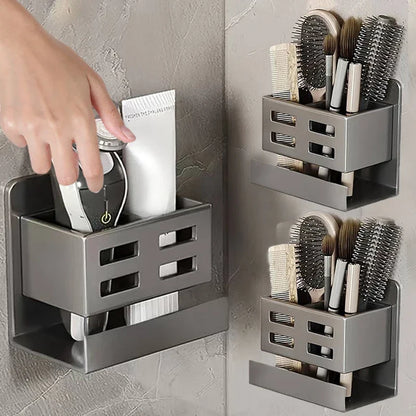 Novo Organizador Multifuncional para Lavatório – Instalação Sem Furos | Suporte de Parede para Escovas de Dentes, Barbeador e Acessórios de Casa de Banho