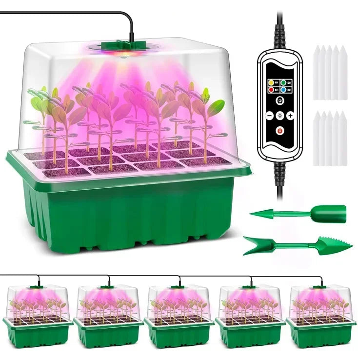 Kit Germinador com Luz LED Crescimento – Bandeja Sementes Regulagem Humidade e Ventilação | ZODOLAMP