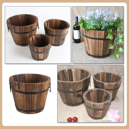 Balde de Madeira Rústico | Vaso Decorativo para Flores e Suculentas