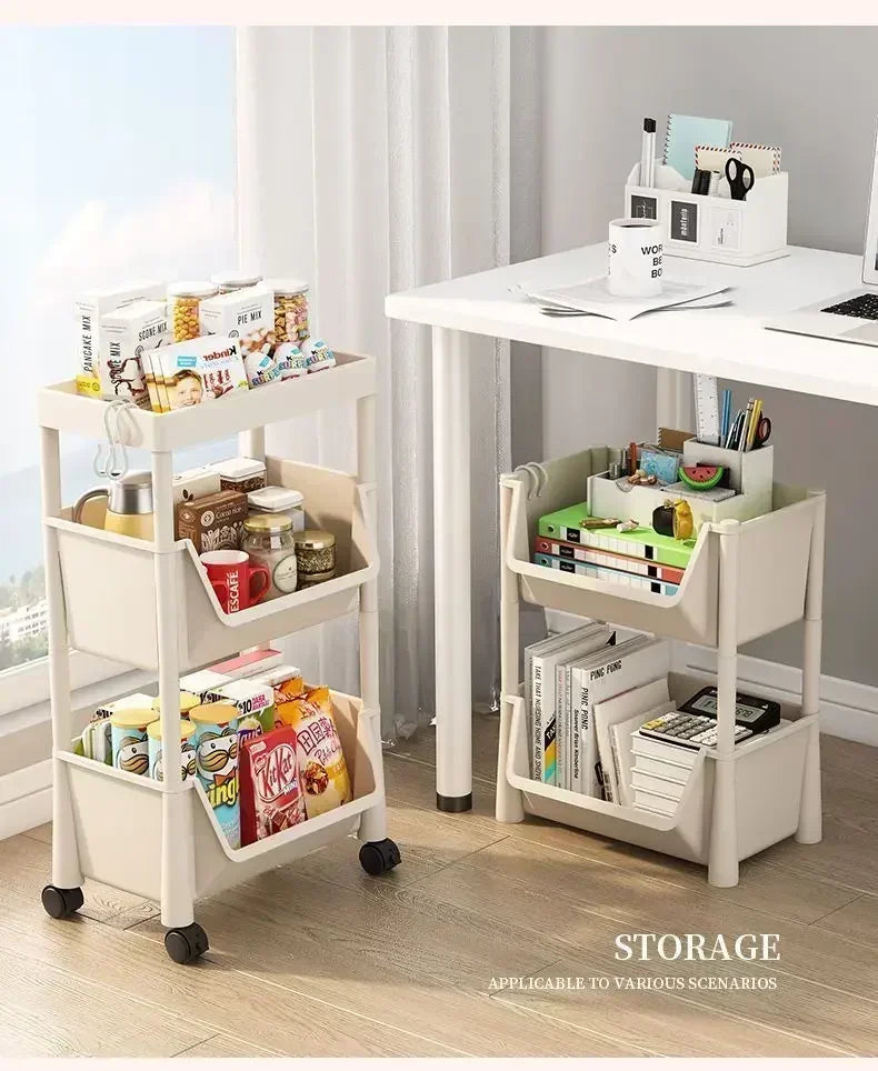 Prateleira Móvel Premium 4 Níveis com Rodas Organizador Versátil Cozinha Casa Banho Escritório Arrumação