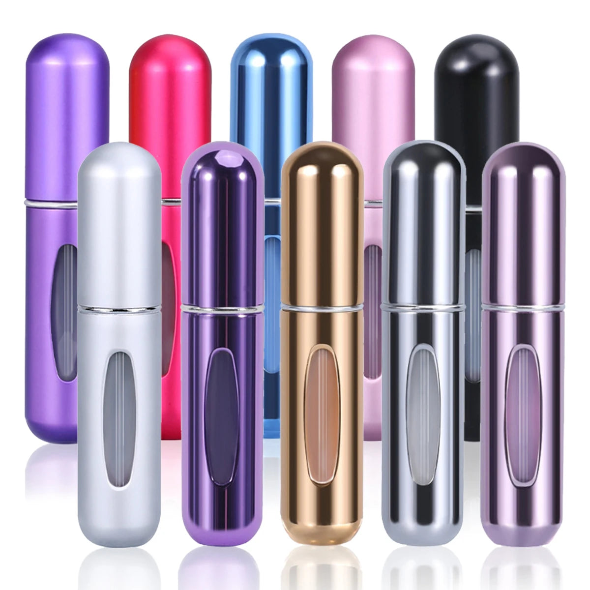 Frasco Perfume Recarga Inferior 5ml Kit 10un – Spray Recarregável Portátil Vazio Cosmético Viagem