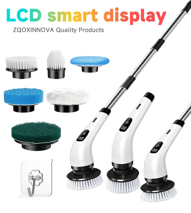 Escova Elétrica Limpeza 7-em-1 Sem Fios - 5000mAh IPX6 Extensível | Casa de Banho Cozinha