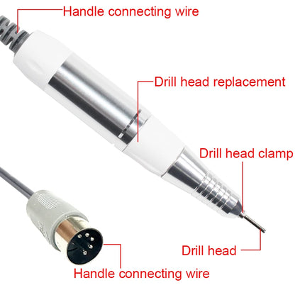 Caneta Elétrica para Manicure e Pedicure 35000rpm | 5 Cabeças de Substituição