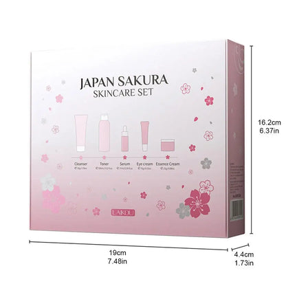 Kit Cuidados LAIKOU Sakura 5/3 Peças – Creme Sérum Tónico Limpeza Protetor