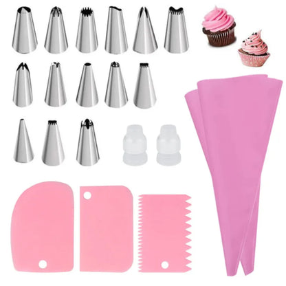Kit Sacos de Pastelaria em Silicone – Bicos Inox Reutilizáveis para Decorar Bolos