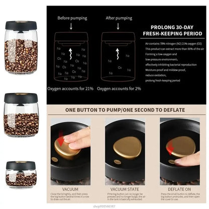 Frasco de Vidro Hermético para Café e Chá – Armazenamento a Vácuo Anti-Humidade | 1 Un.