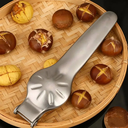 Abridor de Castanhas 2 em 1 | Aço Inox Multifuncional para Cozinha