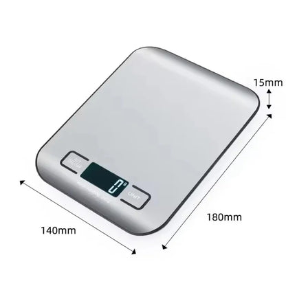 Balança Digital de Cozinha LED | Aço Inoxidável 5kg Alta Precisão
