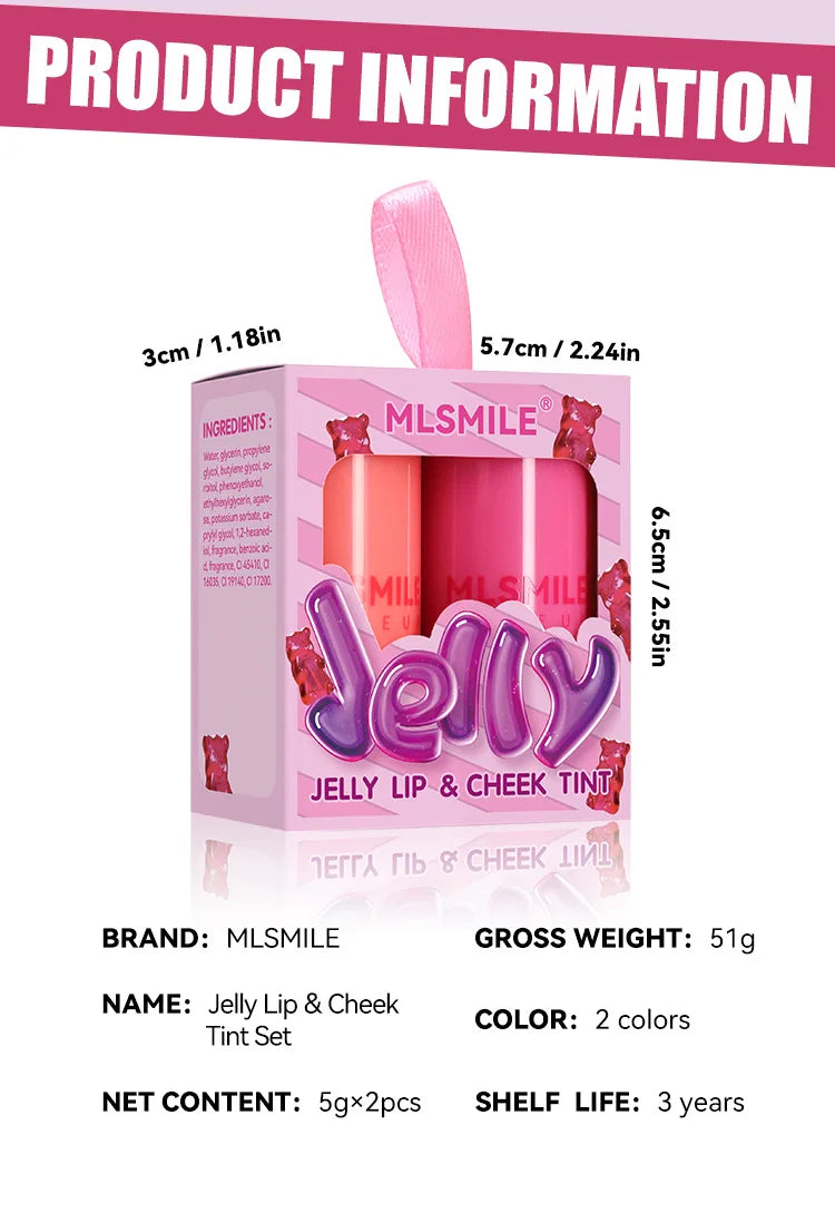 Kit 2 Blush Stick Jelly 2 em 1 Lábios e Rosto – Hidratante Longa Duração | MLSMILE
