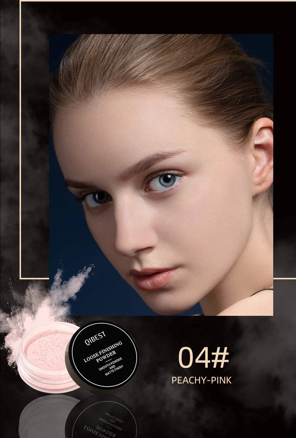 Pó Solto QIBEST 4 Cores 6g - Matte Acabamento Aveludado Controlo Oleosidade Impermeável Longa Duração