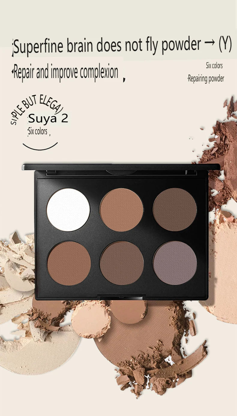 Paleta Contorno 6 Cores - Iluminador e Sombra Nariz Acabamento Matte Profissional Escultura Facial