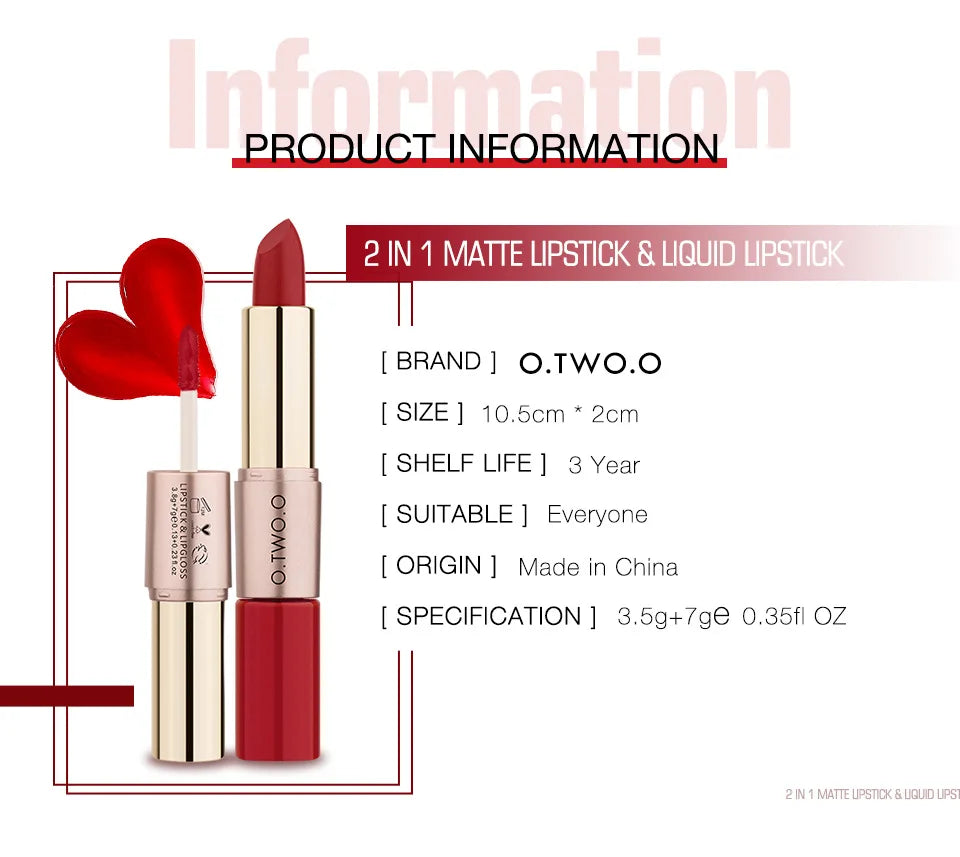 Batom 2 em 1 Matte e Gloss | 12 Cores para Todos os Looks