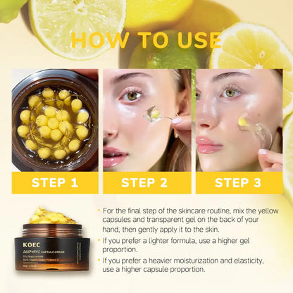 Creme Cápsulas KOEC Vitamina C 50g | Anti-Rugas com Niacinamida e Ácido Ferúlico
