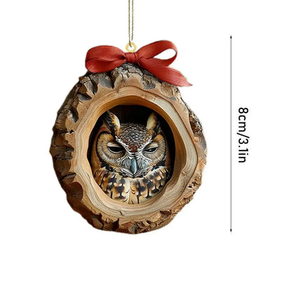 Pendentes de Natal Coruja em Acrílico 2D | Decoração para Árvore de Natal e Casa