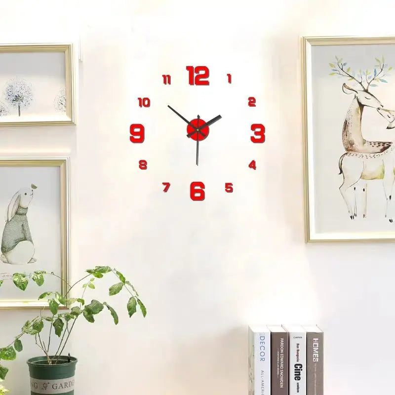Relógio Parede DIY 3D Silencioso Acrílico - Sem Moldura Decorativo | Sala Escritório