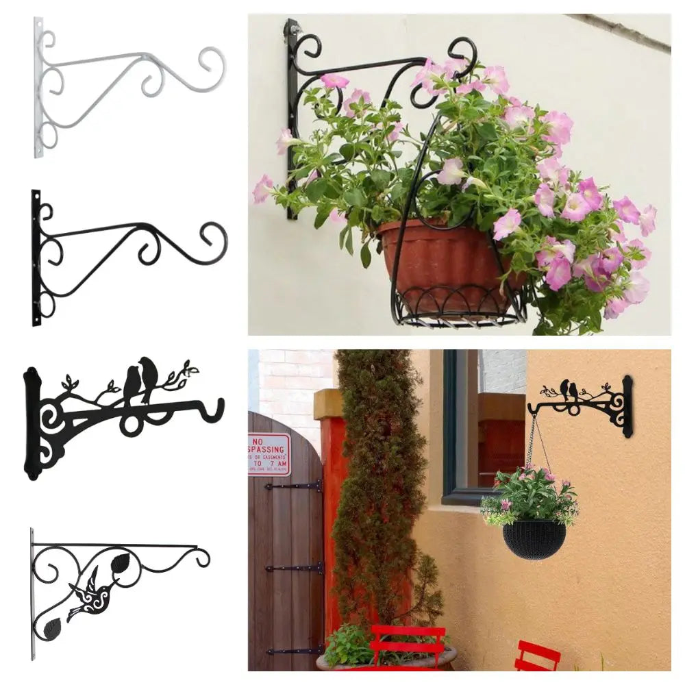 Suporte Parede Cesta Flores Gancho Preto