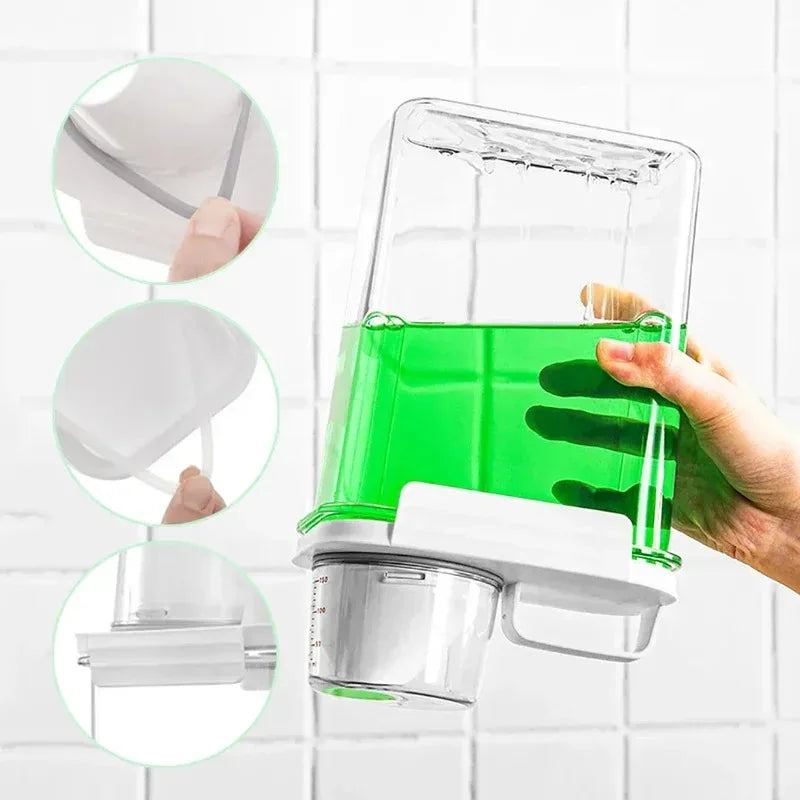 Dispensador Detergente Líquido Recarregável com Escala - Recipiente Vazio Amaciador Lixívia Lavandaria