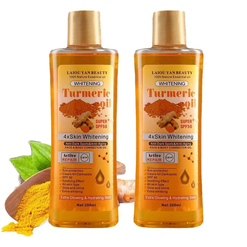 Óleo Essencial Cúrcuma e Gengibre 200ml – Hidratação Profunda | Sérum Facial Nutritivo e Suavizante | 1 ou 2 Unidades