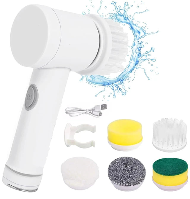 Escova Elétrica Limpeza 7-em-1 Sem Fios - 5000mAh IPX6 Extensível | Casa de Banho Cozinha