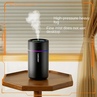 Humidificador de Ar 280ML com Luz de Atmosfera Colorida — Difusor de Óleos Essenciais Silencioso para Casa e Carro