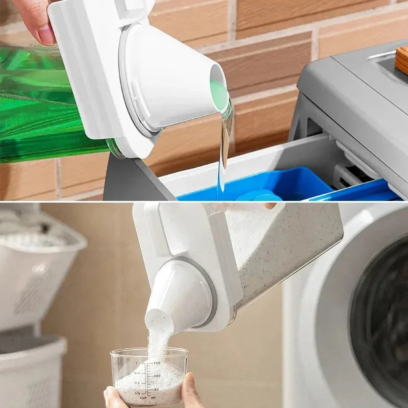 Dispensador Detergente Líquido Recarregável com Escala - Recipiente Vazio Amaciador Lixívia Lavandaria