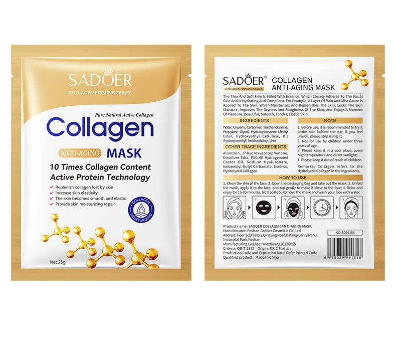 Máscara Facial Colágeno Antirrugas 10un