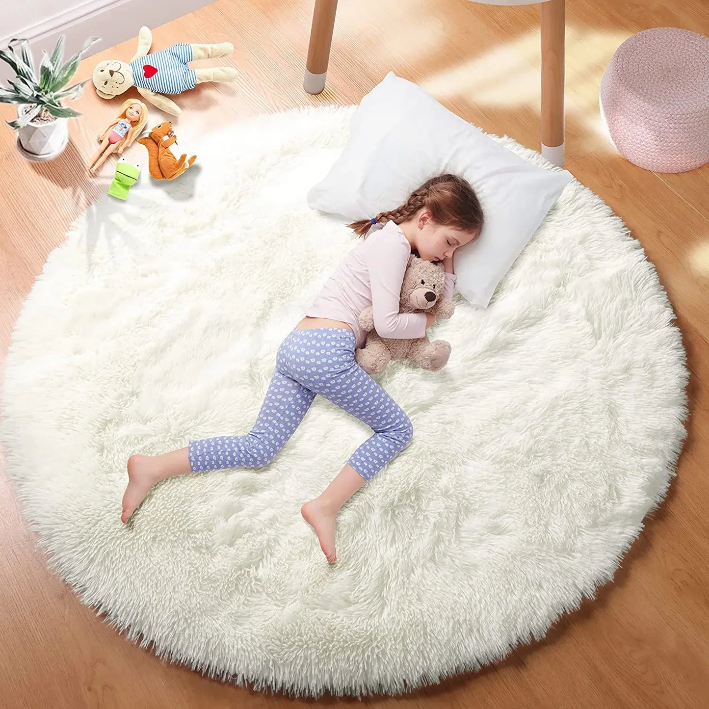 Tapete Redondo Peludo Ultra Macio - Pelo Alto 4,5cm Antiderrapante Sala Quarto