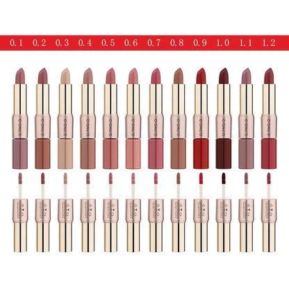 Batom 2 em 1 Matte e Gloss | 12 Cores para Todos os Looks
